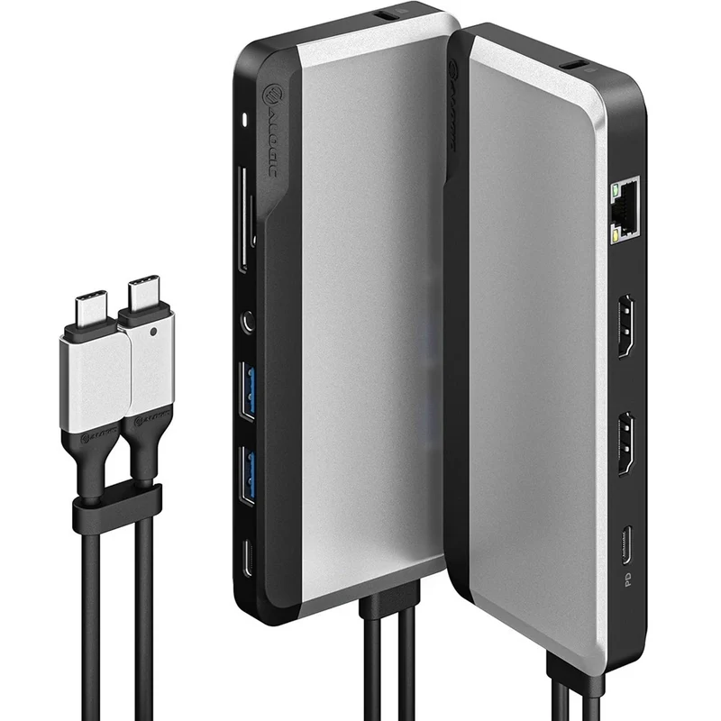 ALOGIC - Station d'accueil USB-C Super Dock 10 en 1 avec double écran 4K 60 Hz - GRIS SPACE