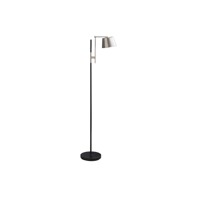 Monarch Specialties 65" H Contemporary Floor Lamp - Black Metal / Nickel Shade