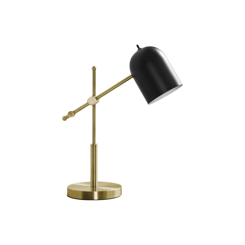 Monarch Specialties 18" H Contemporary Table Lamp - Brass Metal / Black Shade