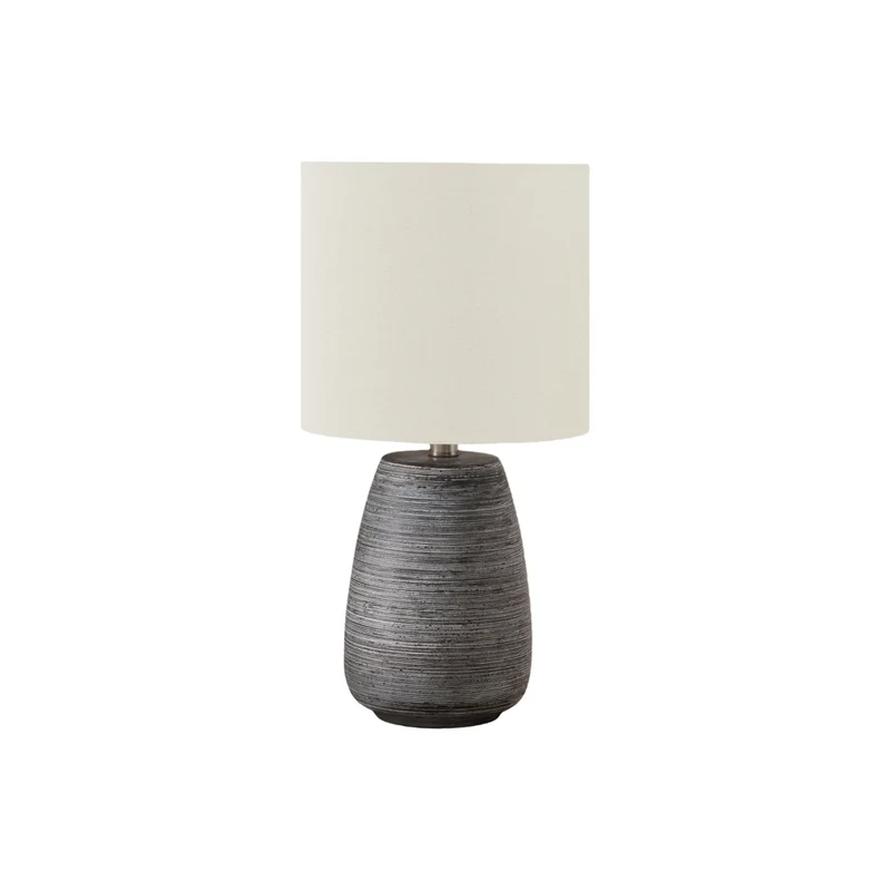 Monarch Specialties - Luminaire - 19 po H Lampe De Table - Céramique Gris - Abat-Jour Ivoire / Crème - Contemporain