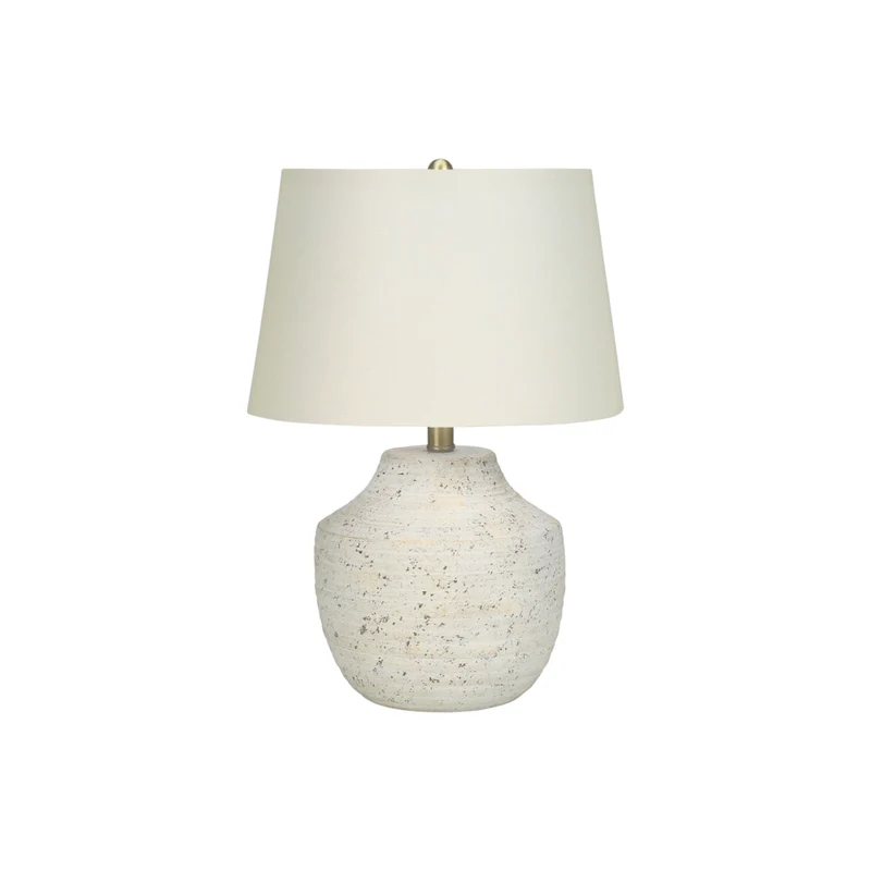 Monarch Specialties - Luminaire - 20 po H Lampe De Table - Béton Crème - Abat-Jour Ivoire / Crème - Moderne