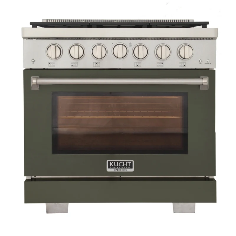 Kucht 36" KFX-X Series Pro Style Propane Gas Range - Stainless Steel/Olive Green