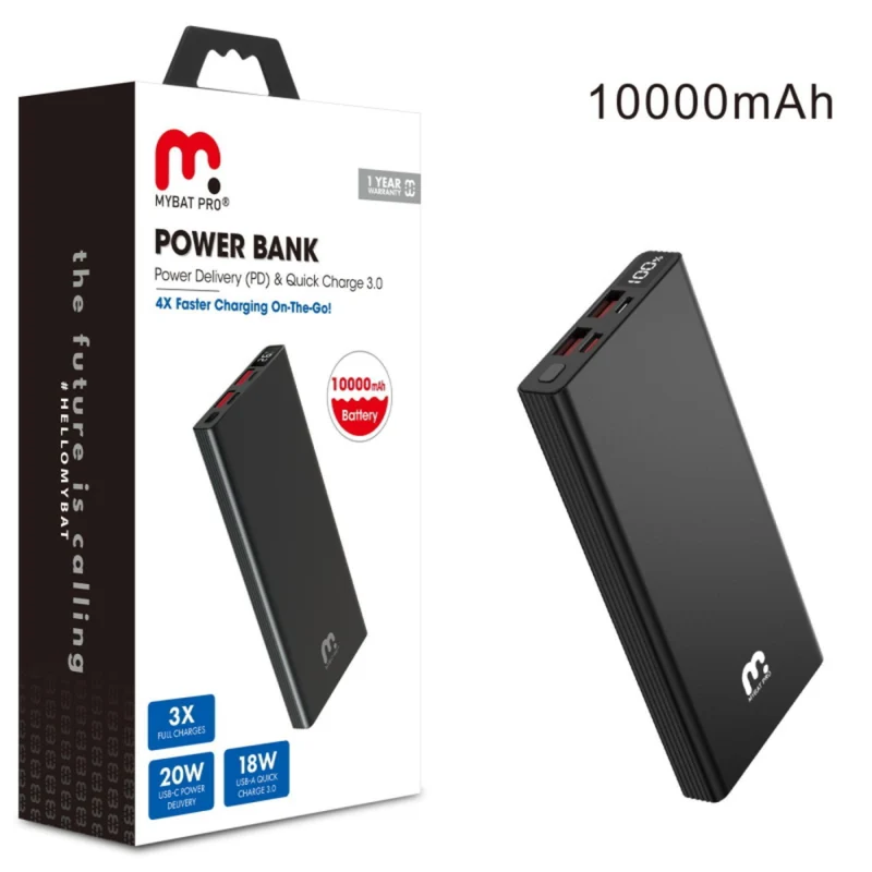 MyBat Pro 10000mAh 20W Power Bank - Black