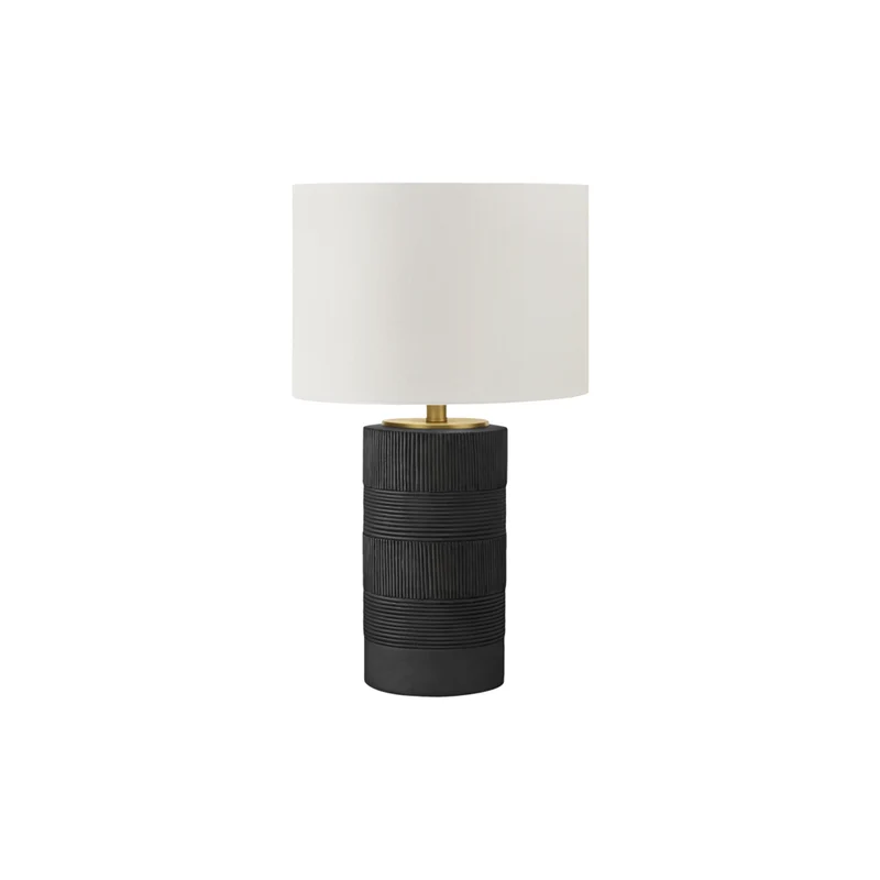 Monarch Specialties 24" H Contemporary Table Lamp - Black Resin / Ivory / Cream Shade