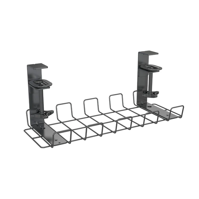 ShoppingAll Under Desk Cable Organizer Tray Wire Management Rack with 10 Cable Ties - Black