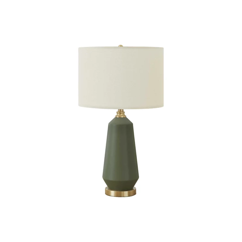 Monarch Specialties 26" H Contemporary Table Lamp - Green Ceramic / Ivory / Cream Shade