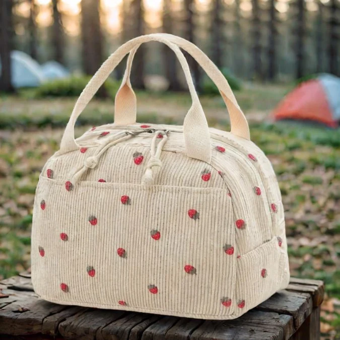 Lunch Bag Isotherme - Femme Fraise Côtelés
