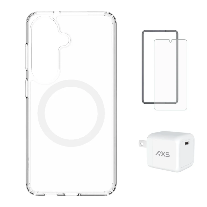 AXS - Ensemble de départ - Ultra Clear, protecteur d'écran et chargeur 30W pour Samsung Galaxy S26