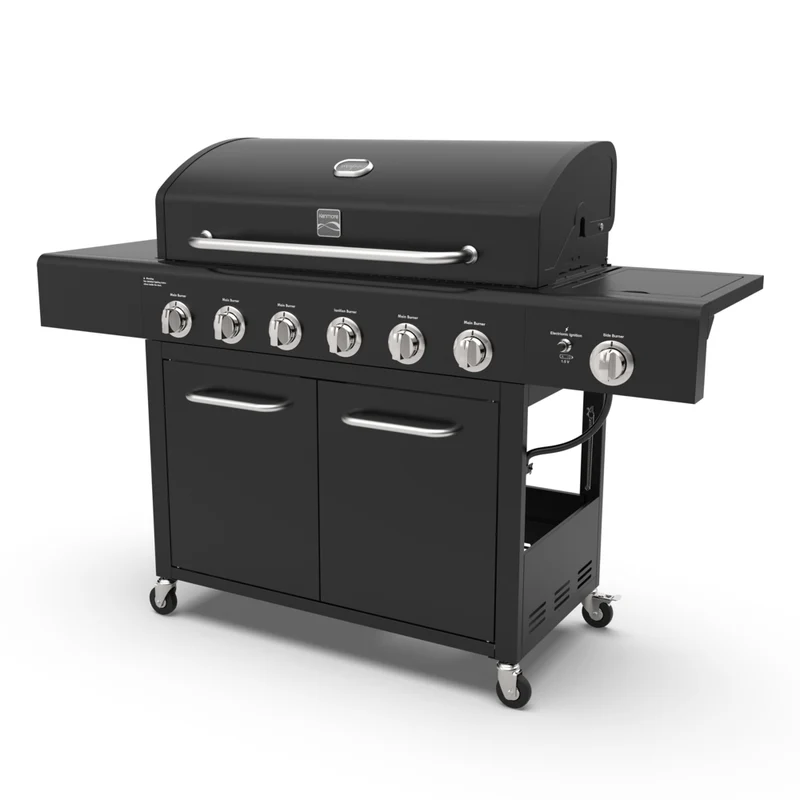 Kenmore - Barbecue au gaz XL à 6 brûleurs avec brûleur latéral - Noir