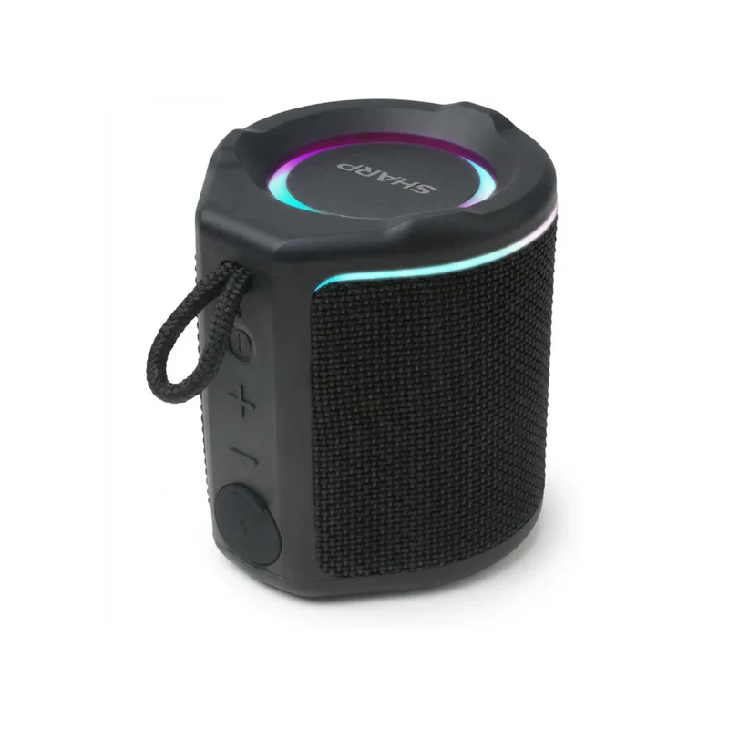 Sharp - GX-BT190-BK Enceinte Bluetooth ultra-portable et étanche avec éclairage d'ambiance LED - Noir