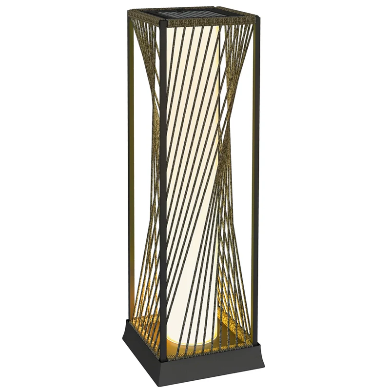 Outsunny Rattan Solar Floor Lamp with Auto On/Off LED Lights