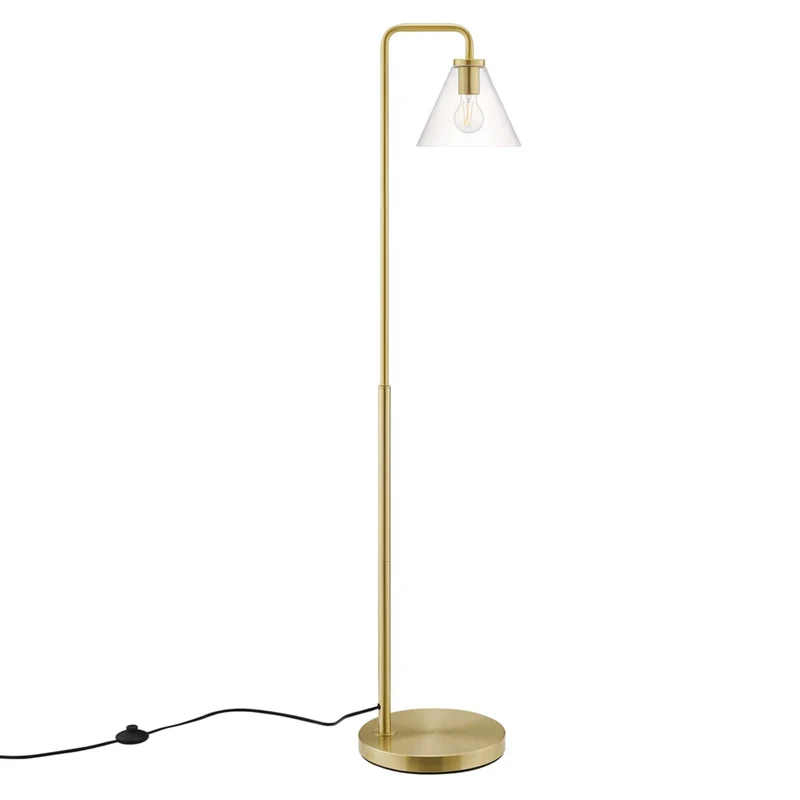 Modway Element Transparent Glass Glass and Metal Floor Lamp - Satin Brass