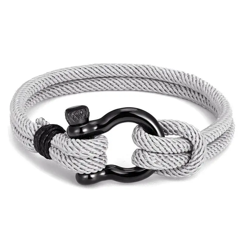 Bracelet nautique corde style marin fermoir ancre