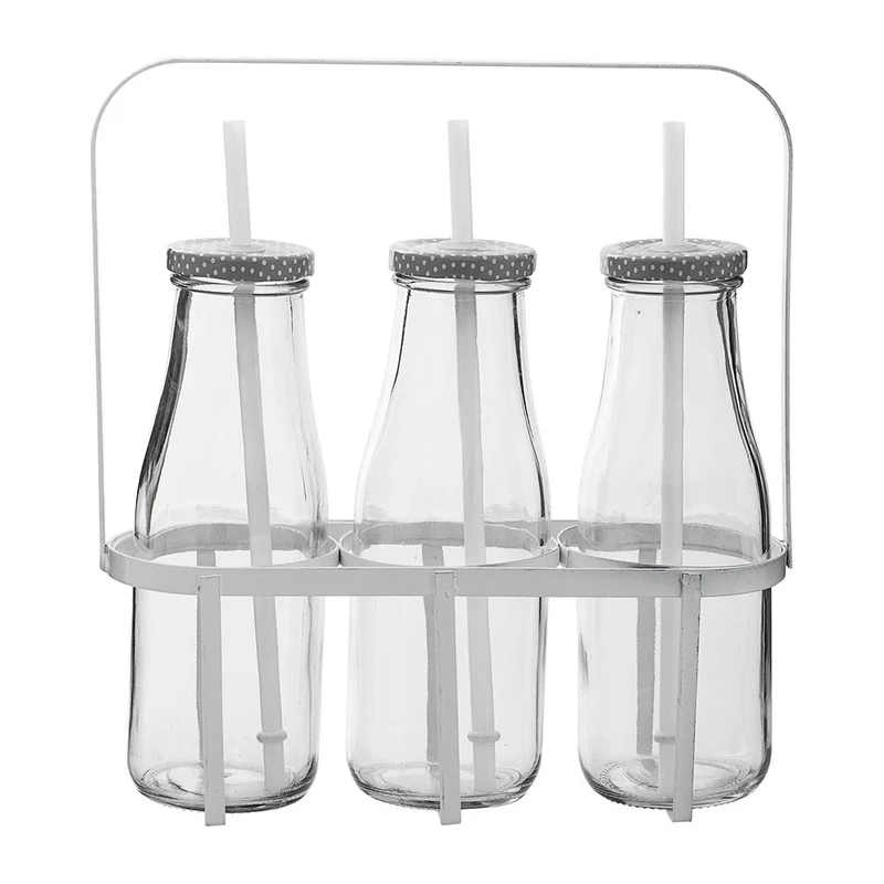 Lot de 3 bouteilles avec pailles