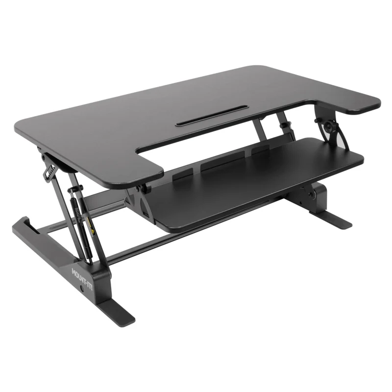 Mount-It! 36" Wide Standing Desk Converter with Gas Spring - Black