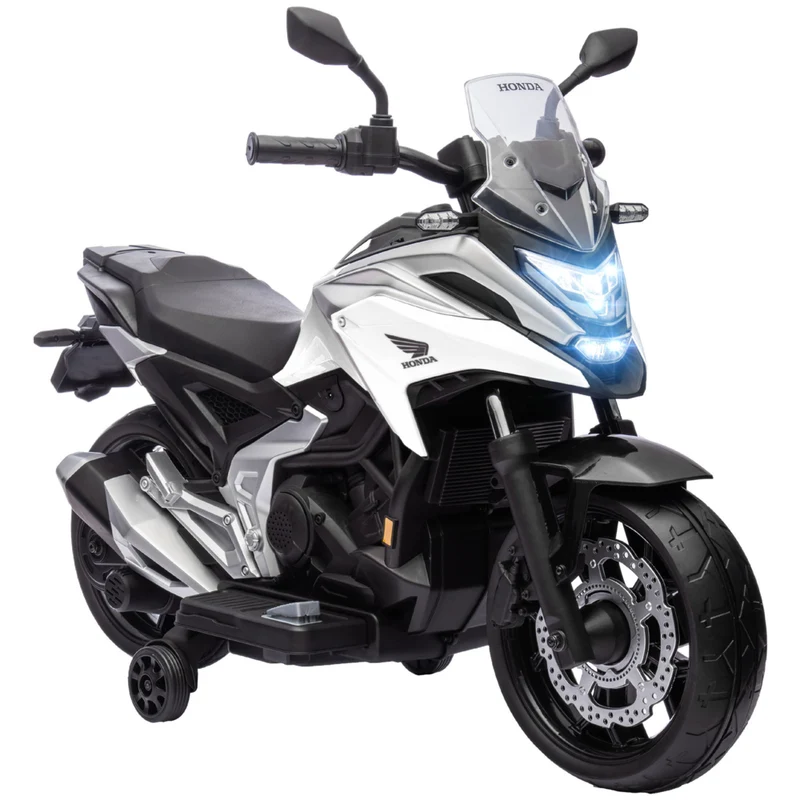 Qaba Honda Licensed 12V Electric Motorcycle with Headlights Music - White