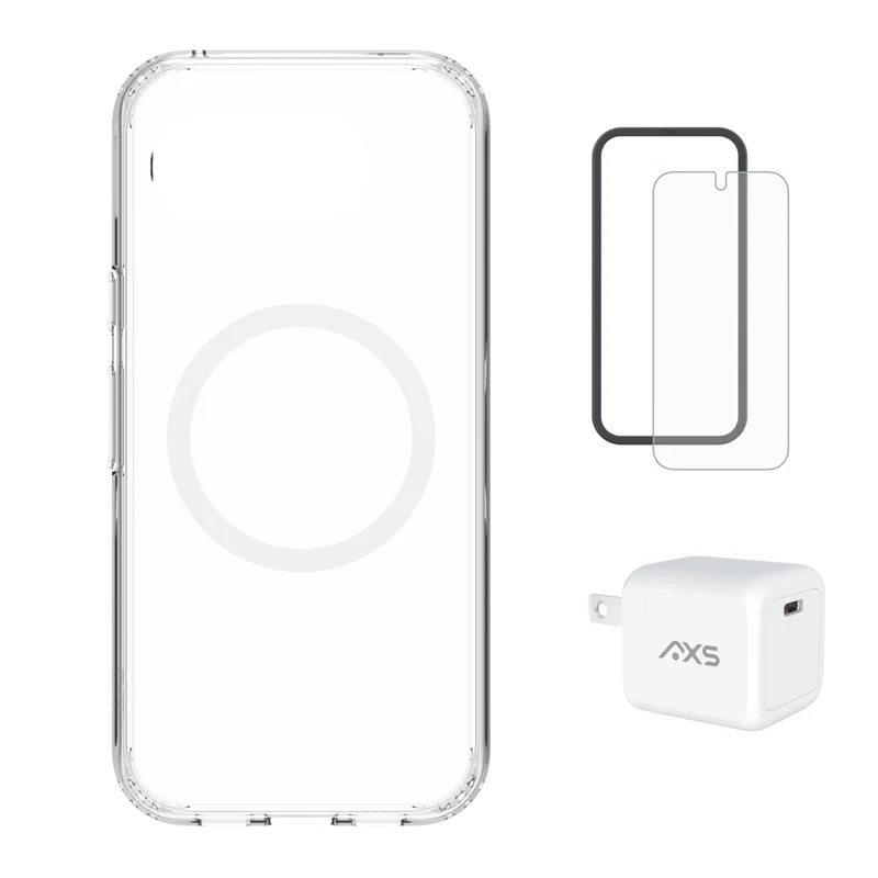 AXS Starter Kit - Ultra Clear MagSafe Case, Screen Protector & 30W Charger for Pixel 10a