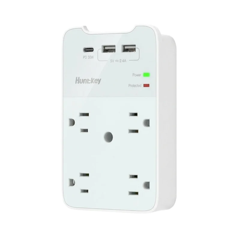 ShoppingAll Huntkey Multi Plug Outlet Extender Surge Protector Splitter with 4 Outlets and 3 USB Ports