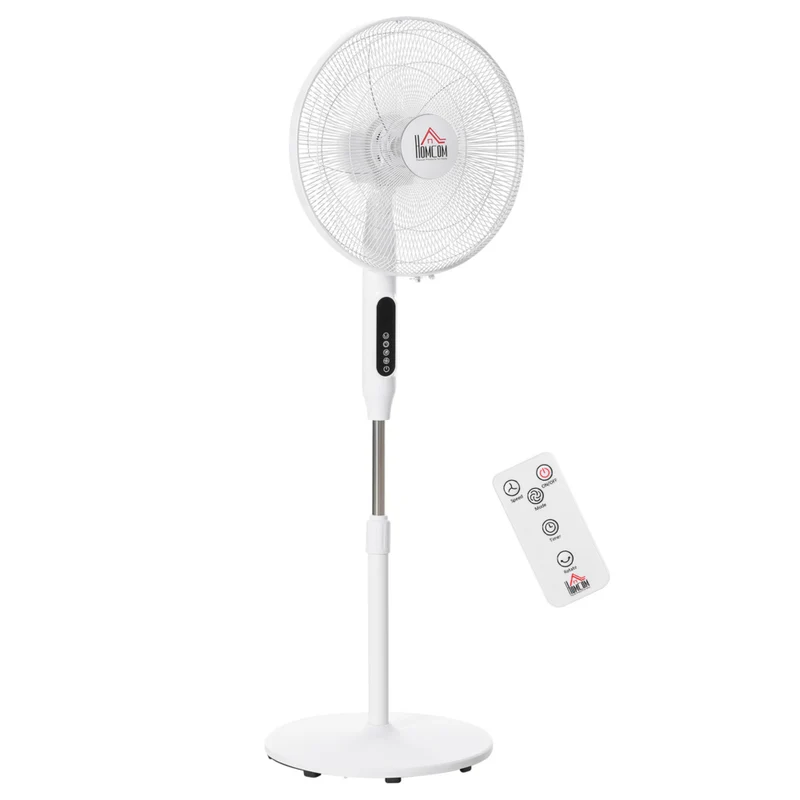 HOMCOM - Ventilateur sur pied 54 po H avec télécommande pour chambre - blanc
