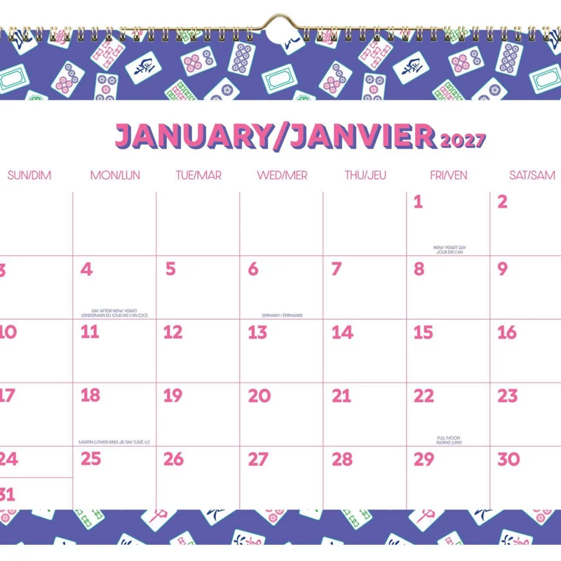 HilroyMahjong 12 Month Wall Calendar