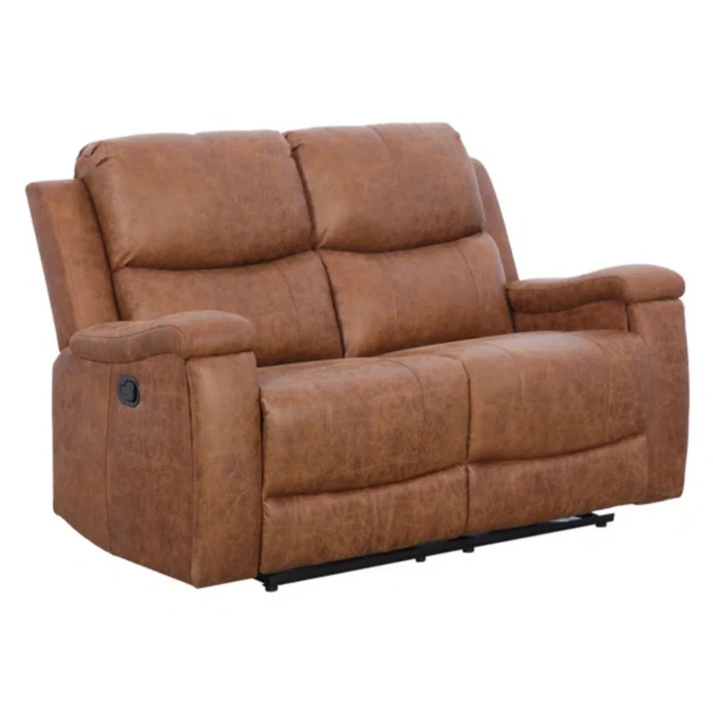 Ebello 61" W Manual Reclining Faux Leather Loveseat - Brown