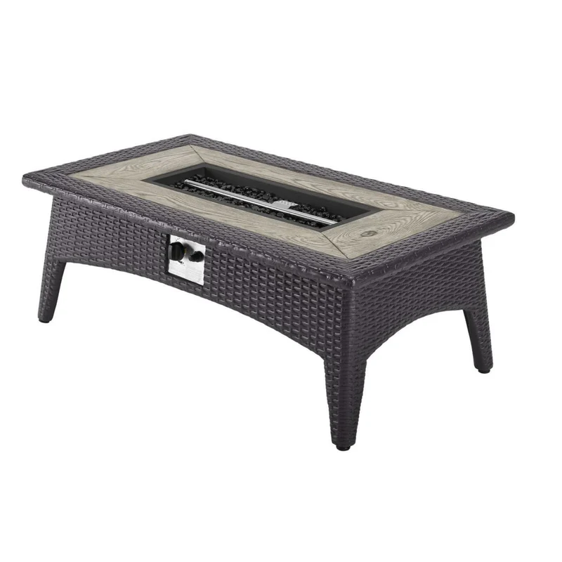 Modway Splendor 43.5" Rectangle Outdoor Patio Fire Pit Table - Espresso