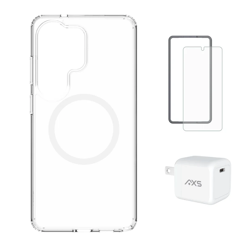AXS Starter Kit - Ultra Clear MagSafe Case, Screen Protector & 30W Charger for Samsung Galaxy S26 Ultra