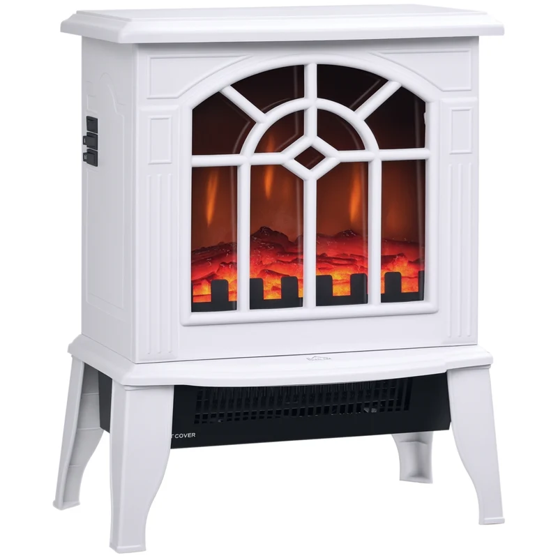 HOMCOM 18" Portable Electric Fireplace Stove with Overheat Protection - White