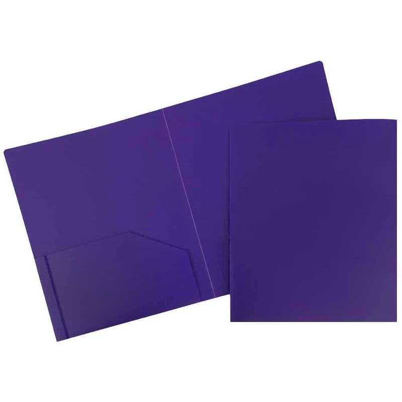 JAM Paper Heavy Duty 2-Pocket Folder - Purple - 6 Pack