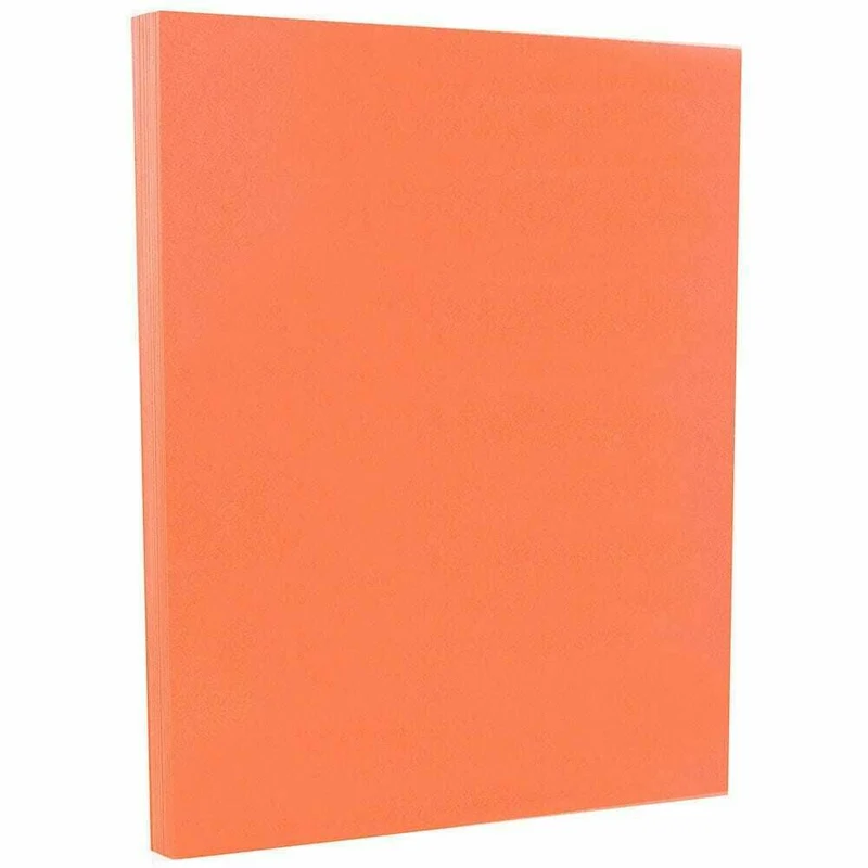 JAM Paper Vellum Bristol Cardstock - 67 lb - 8.5" x 11" - Salmon Pink - 50 Sheets