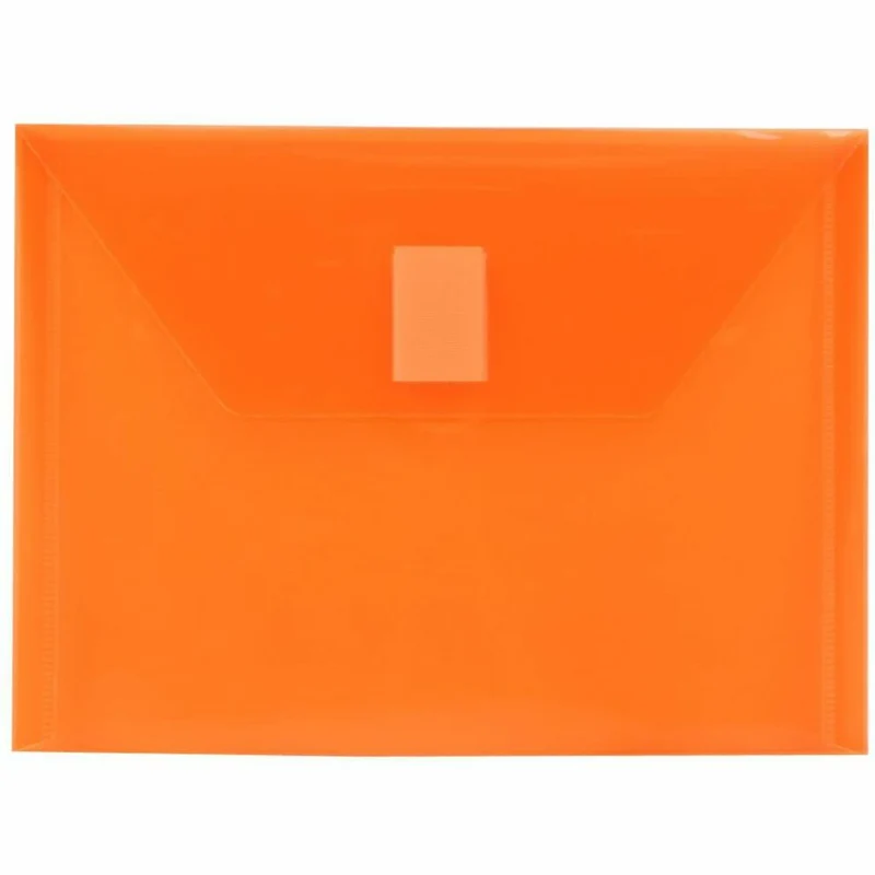 JAM Paper Plastic Envelopes with Hook & Loop Closure - Index Booklet - 5.5" x 7.5" - Orange - 12 Pack