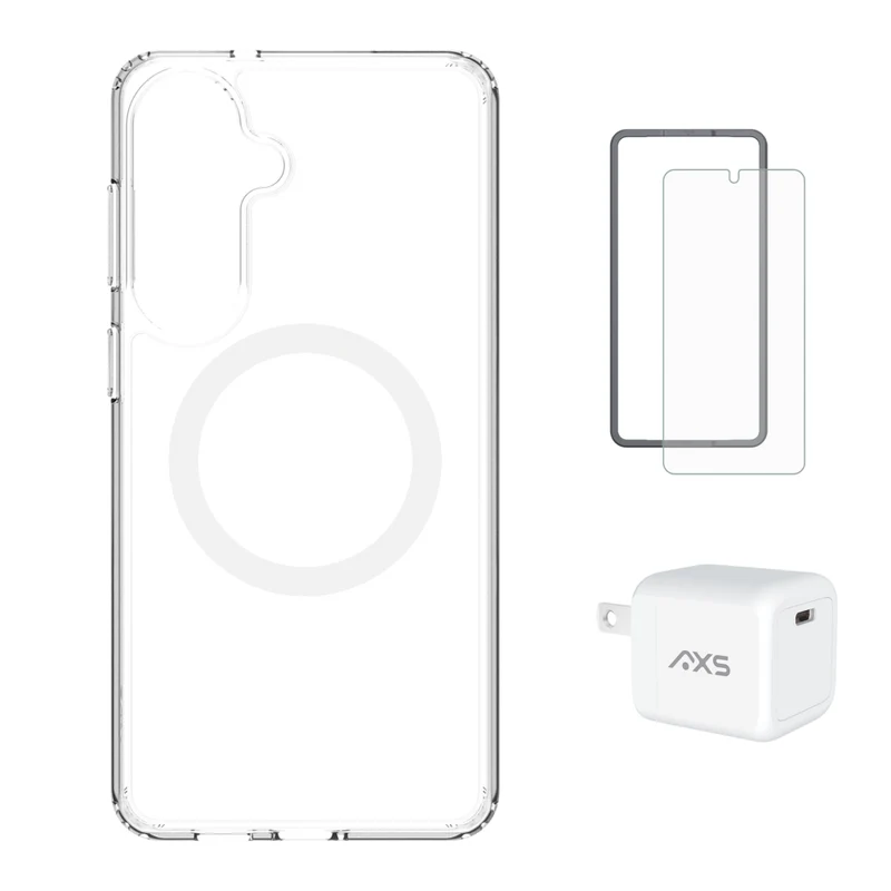 AXS - Ensemble de départ - Ultra Clear, protecteur d'écran et chargeur 30W pour Samsung Galaxy S26+