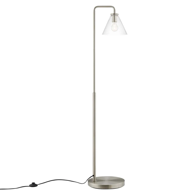 Modway - Element Verre transparent Verre et métal Lampe sur pied, Nickel Satiné