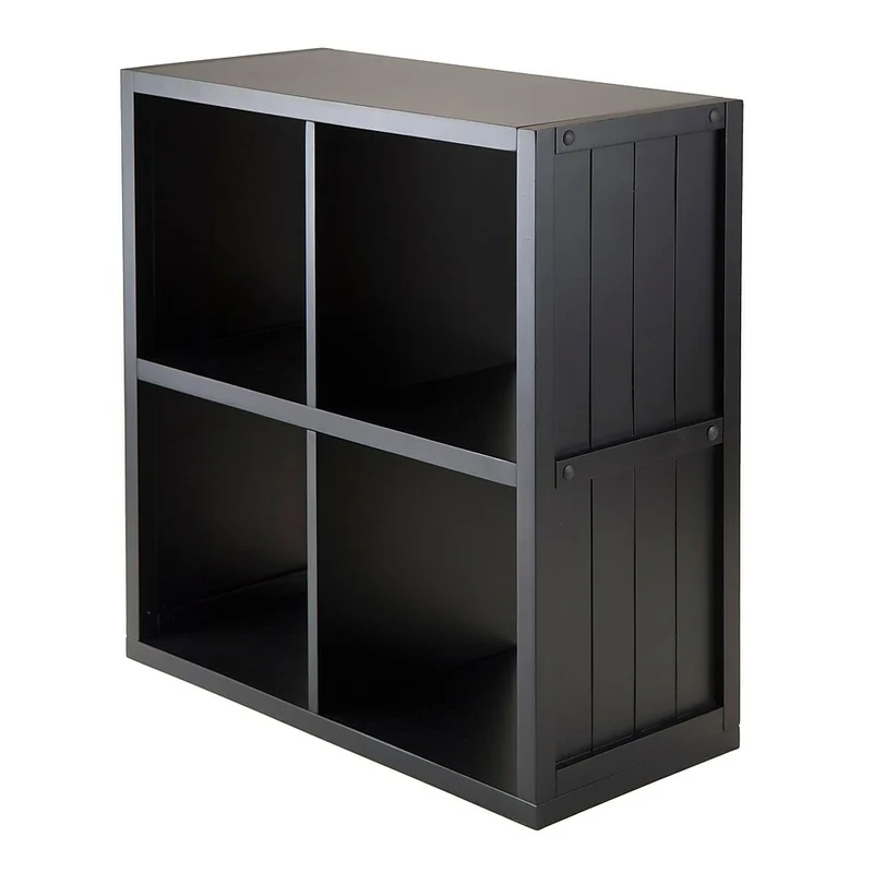 Winsome – Étagère de rangement cloisonnéeTimothy avec panneau de lambris, cube de 2 x 2 po, 25.63 po x 11,81 x 27.05 po, noir