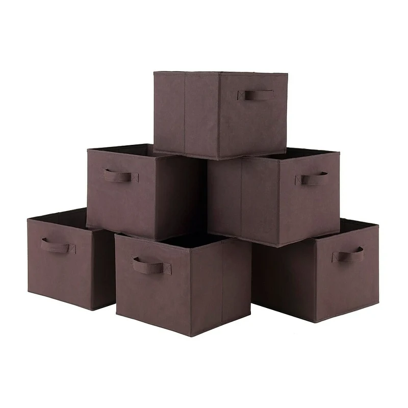 Winsome – Paniers pliables en tissu Capri, chocolat, 6/paquet
