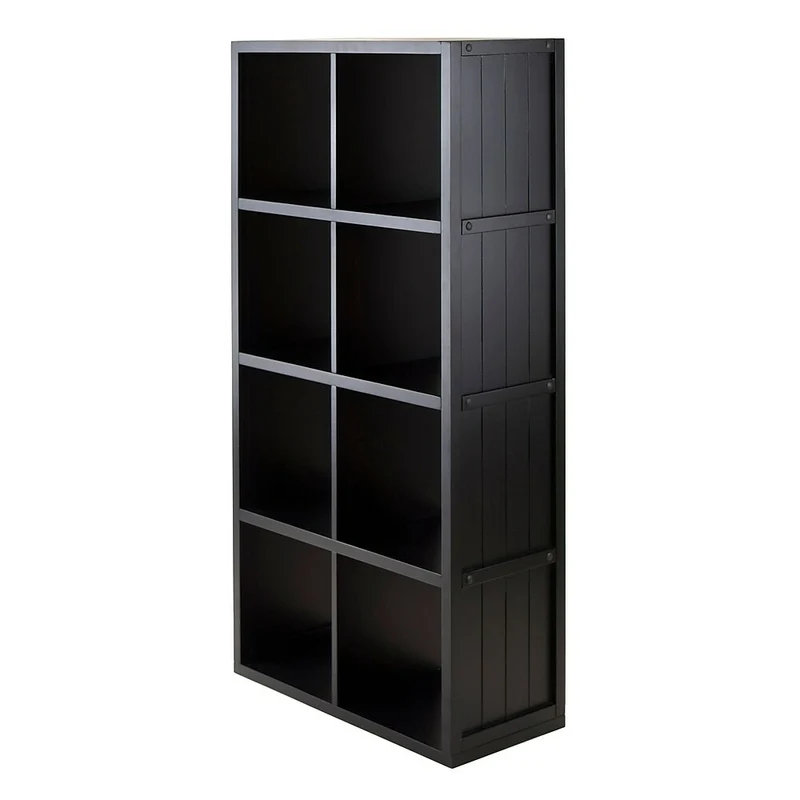 Winsome – Étagère de rangement cloisonnée Timothy avec panneau de lambris, cube de 4 x 2 po, 25.63 po x 11,81 x 53.11 po, noir