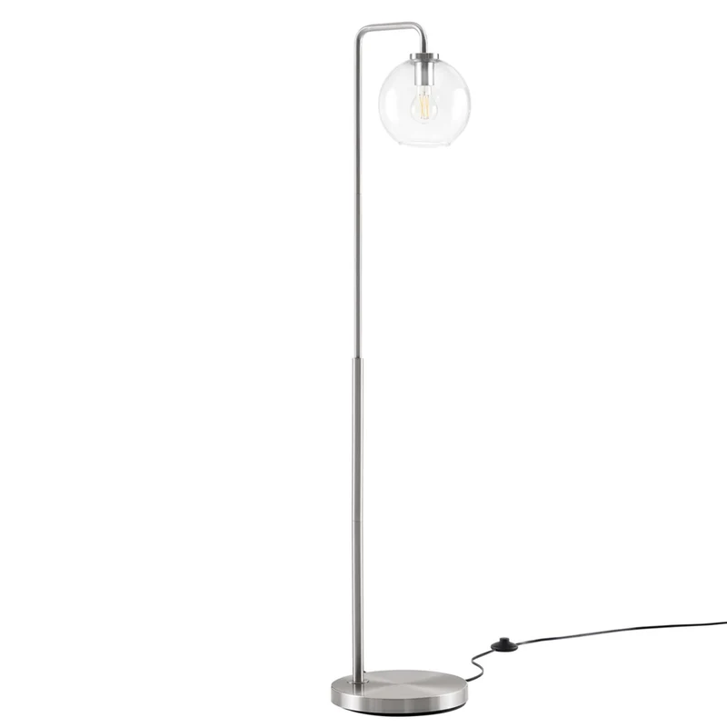 Modway Silo Glass Globe Glass and Metal Floor Lamp - Satin Nickel