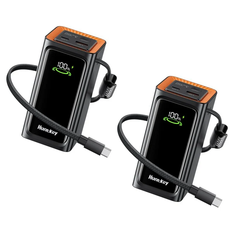 ShoppingAll Huntkey 20,000mAh 100W USB-C Power Bank - Orange - 2 Pack