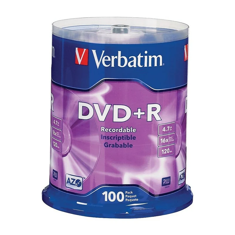Verbatim 4.7GB DVD+R, 16x, 100 Pack