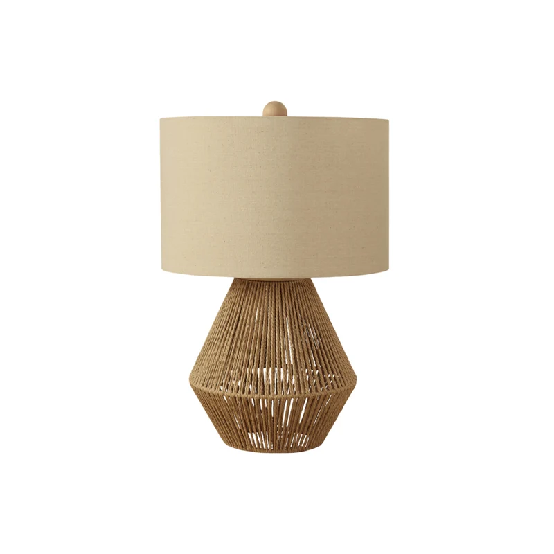 Monarch Specialties - Luminaire - 22 po H Lampe De Table - Cordage Brun - Abat-Jour Beige - Transitionnel