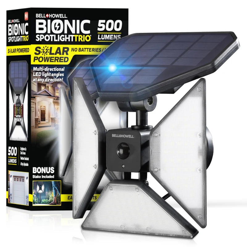 Bell + Howell - Bionic Spotlight Trio Motion Sensor Lumière solaire extérieure