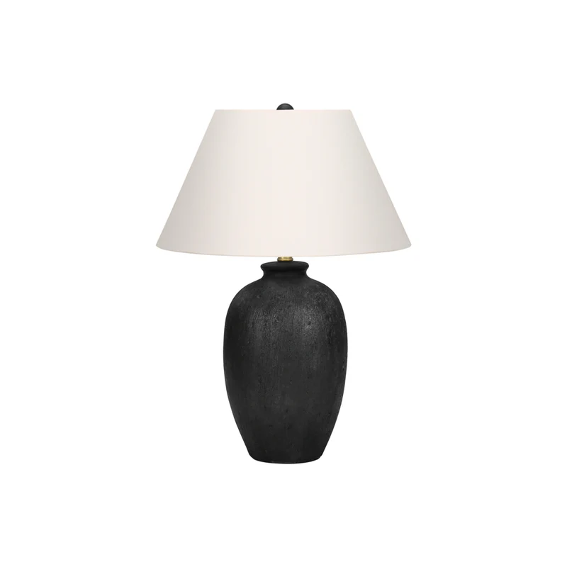 Monarch Specialties - Luminaire - 24 po H Lampe De Table - Céramique Noire - Abat-Jour Ivoire / Crème - Moderne