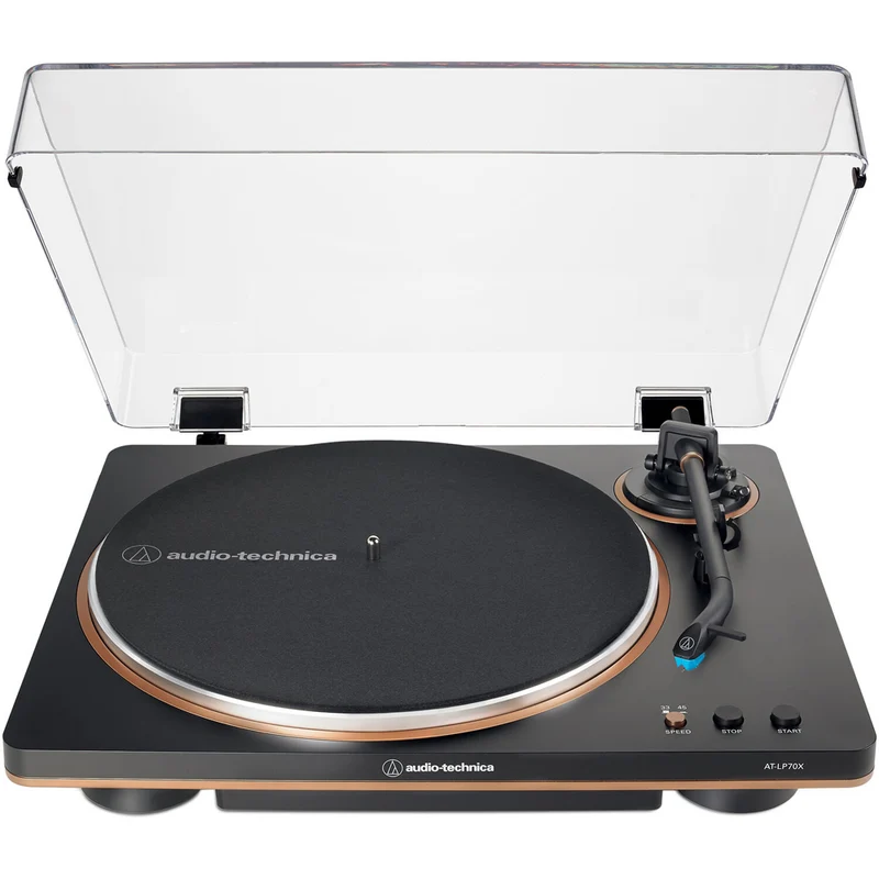 Audio-Technica - Platine vinyle entièrement automatique à entraînement par courroie - Noir et bronze