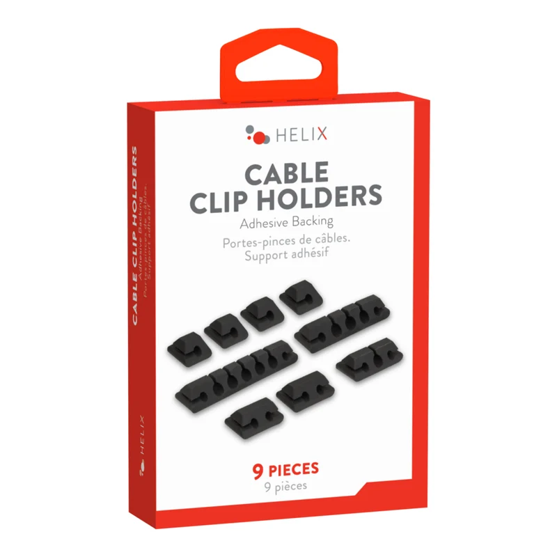 Helix Cable Clip Holders - Black - 9 Pack
