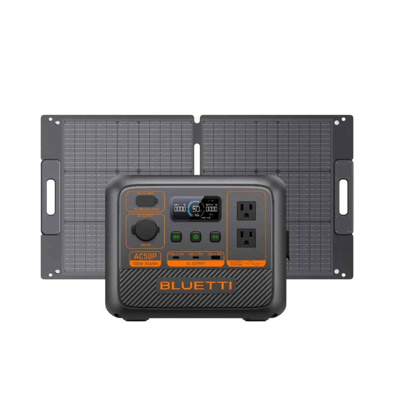 Bluetti Premium AC50P 504Wh Portable Power Station and SP100L Solar Panel