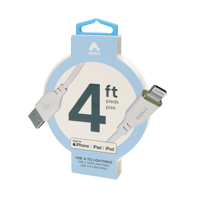 Amaze 4' USB-A to Lightning Cable - White