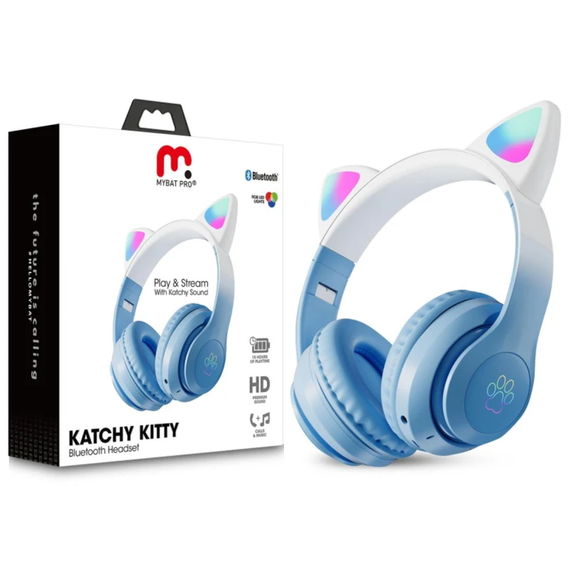 MyBat - Casque Bluetooth Pro Katchy Kitty, Bleue