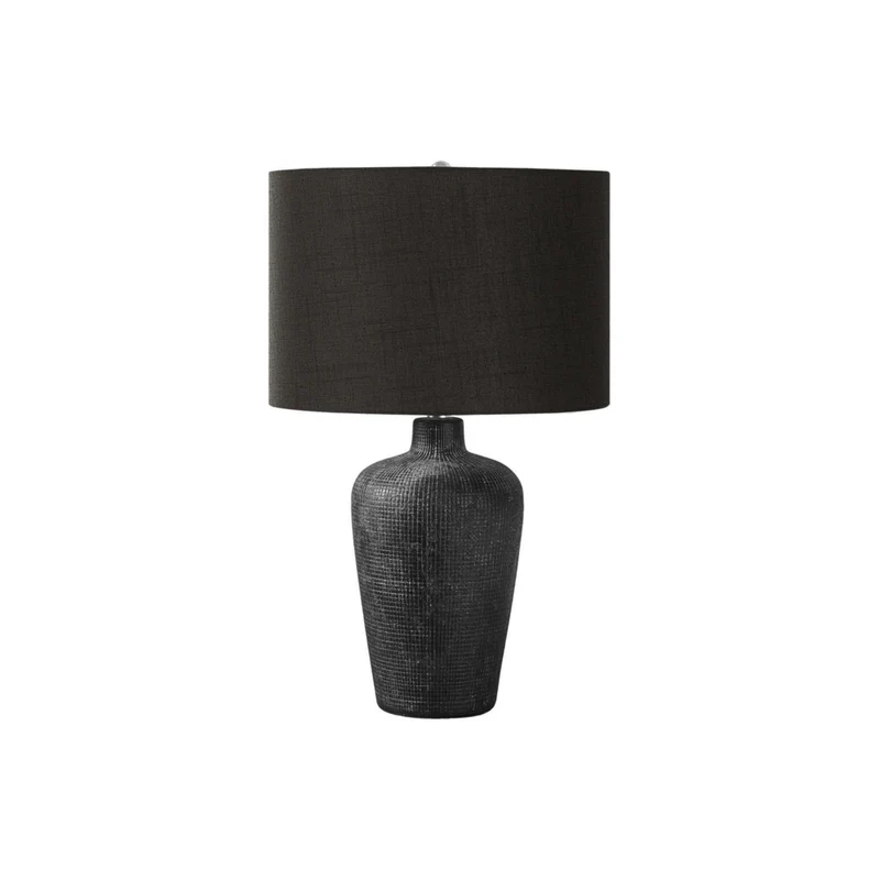 Monarch Specialties - Luminaire - 24 po H Lampe De Table - Céramique Noire - Abat-Jour Noir - Contemporain