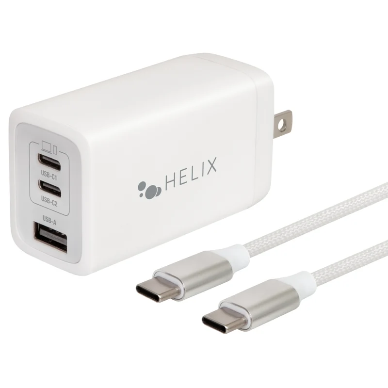 Helix - Chargeur d'ordinateur portable USB type-C, 67W avec cable tresse USB type-c