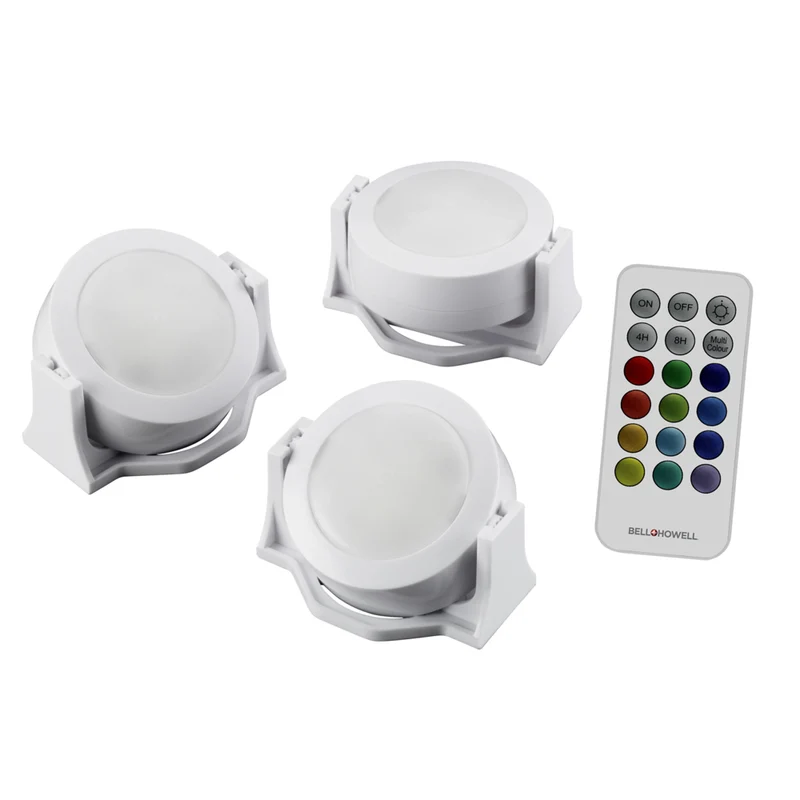Bell+Howell Battery Operated LED Swivel Lights with Remote - 2.95" - 3 Pack